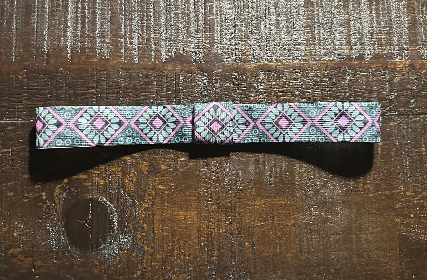 Pink and Gray Elastic Hat Band 1.25 inch