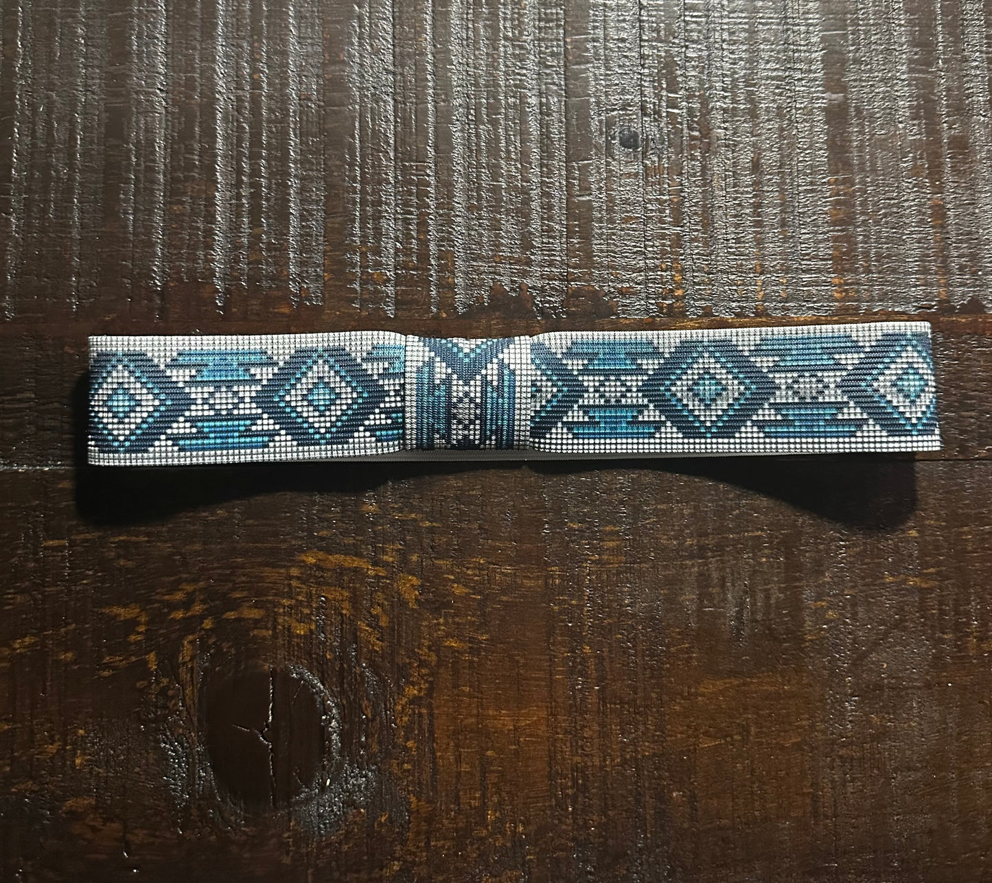 Blue Tone Aztec Elastic Hat Band 1.5 inches