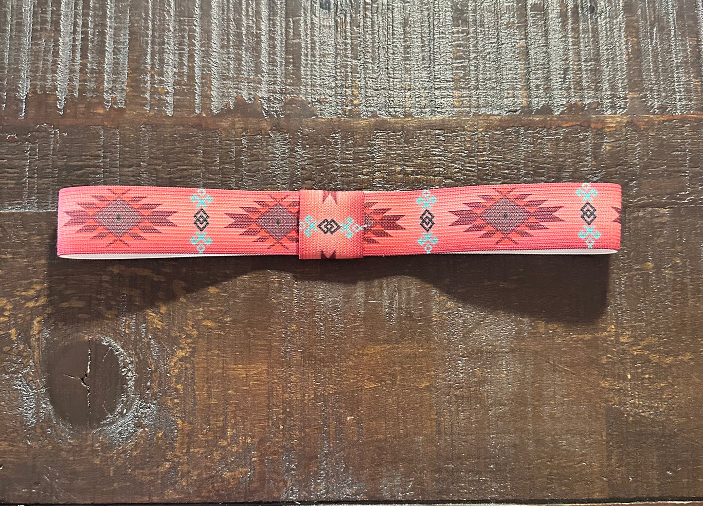 Coral and Red Elastic Hat Band 1.25 inch
