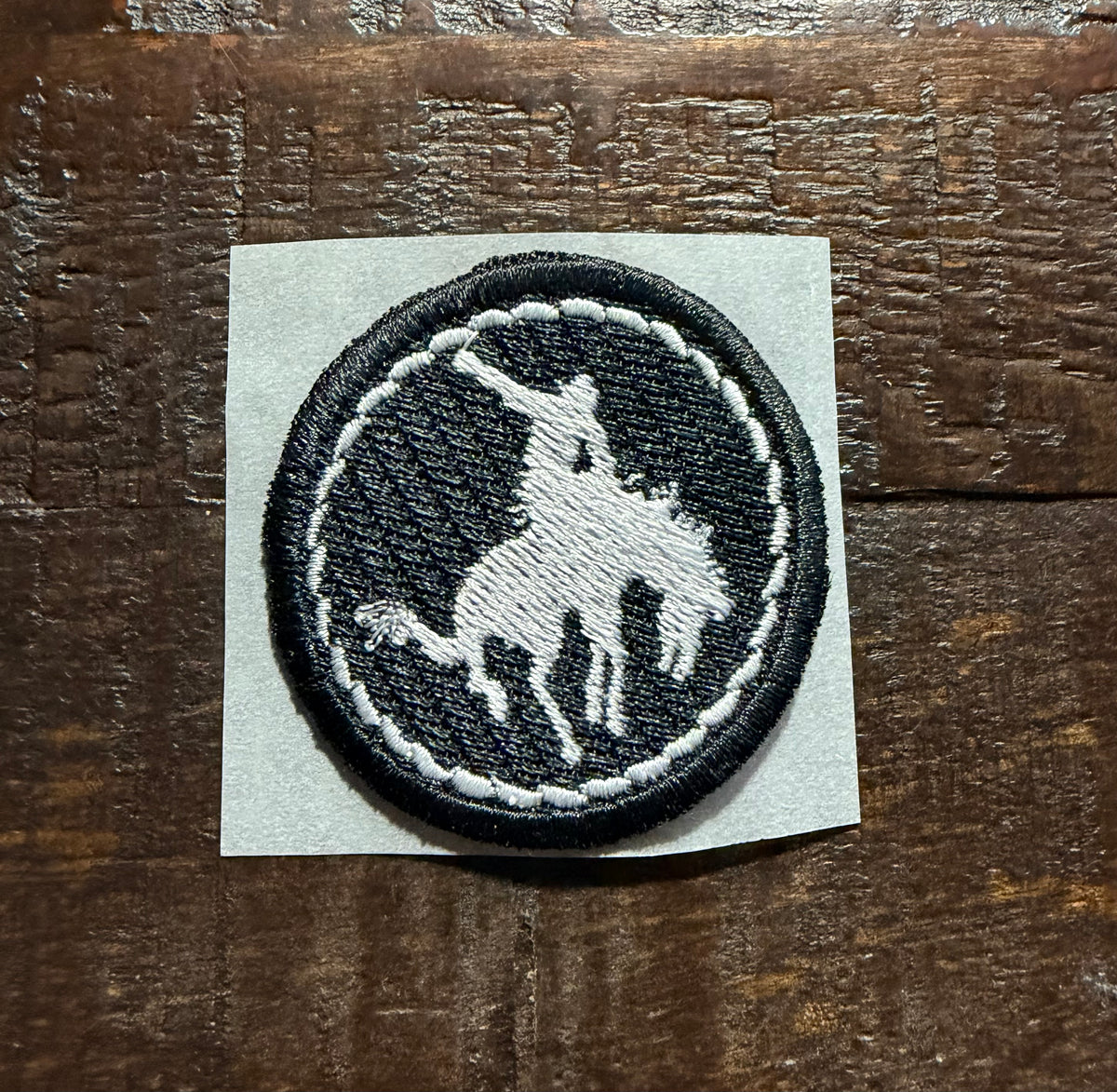Black and White Bucking Horse Embroidered Hat Patch