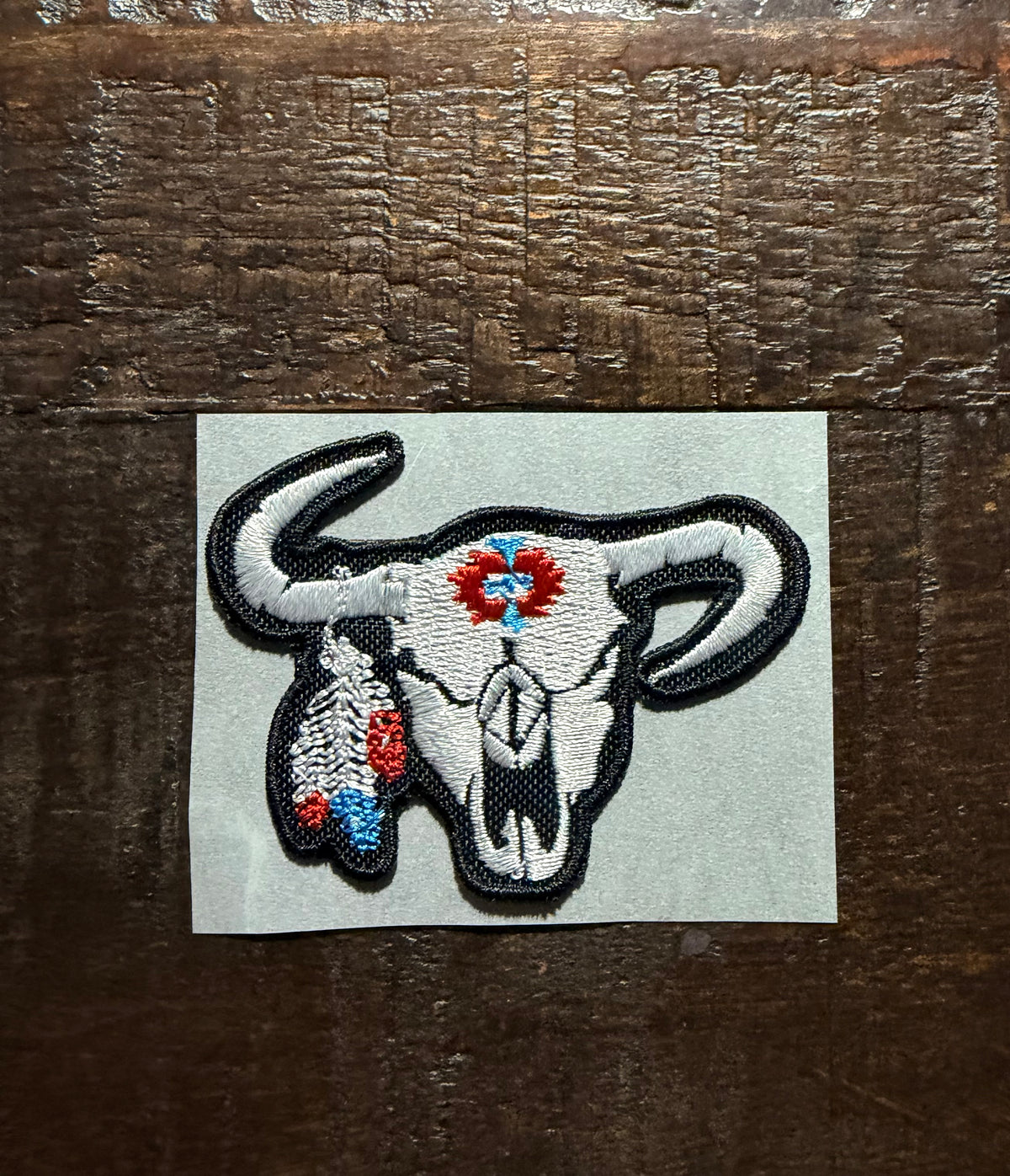 Red, White and Blue Skull Embroidered Hat Patch