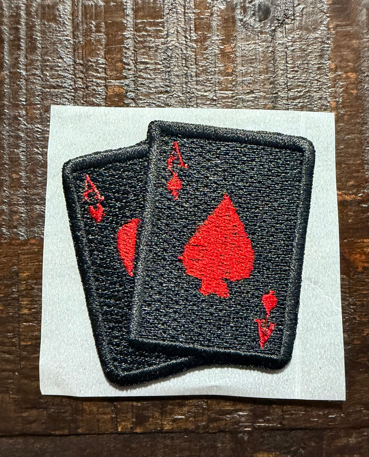 Black and Red Spade Cards Embroidered Hat Patch