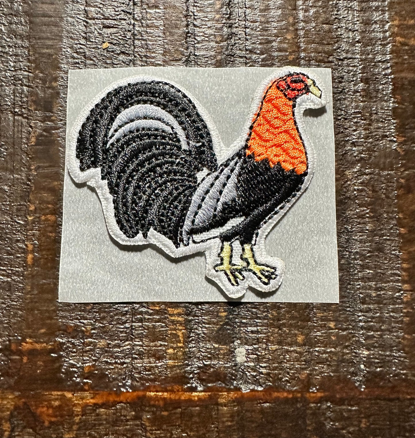 Black & Gray Rooster Embroidered Hat Patch