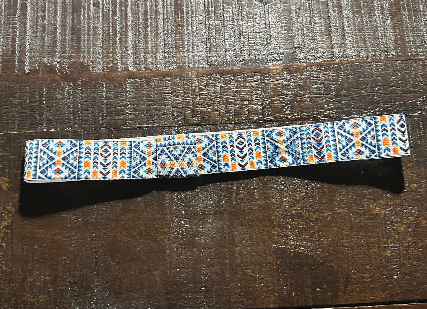 Blue and White Aztec Elastic Hat Band 1.25 inch