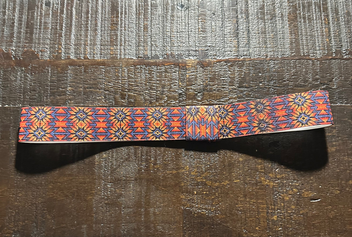 Blue, Red, Orange Aztec Elastic Hat Band 1.25 inch