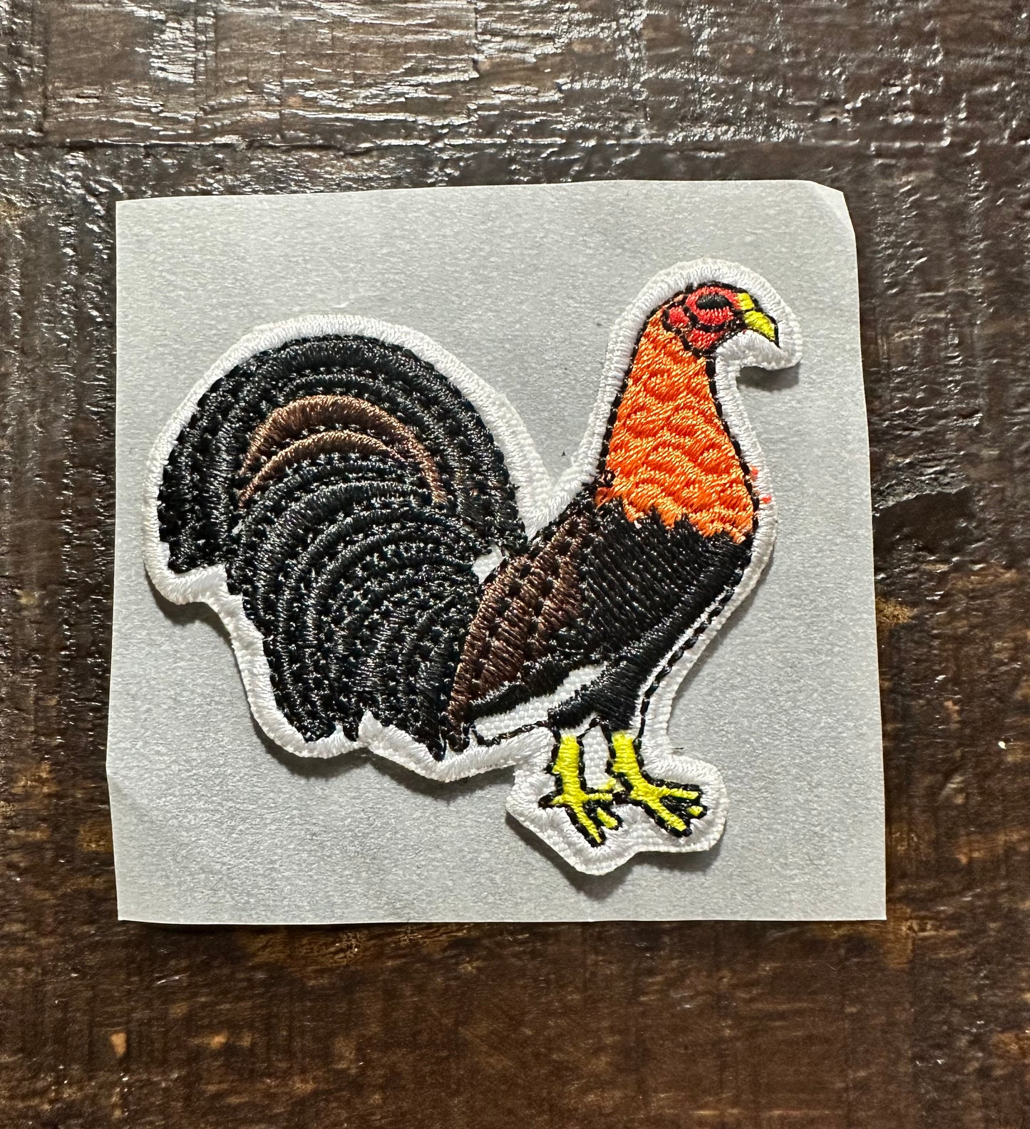 Black and Brown Rooster Embroidered Hat Patch