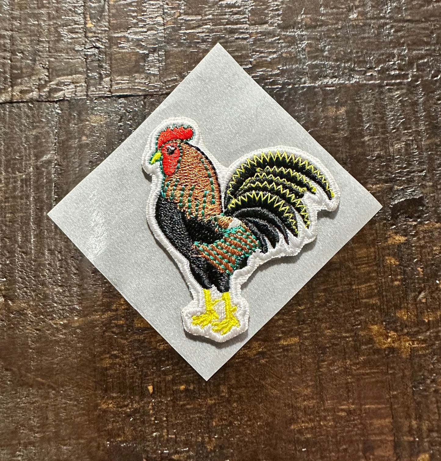 Brown & Yellow Rooster Embroidered Hat Patch