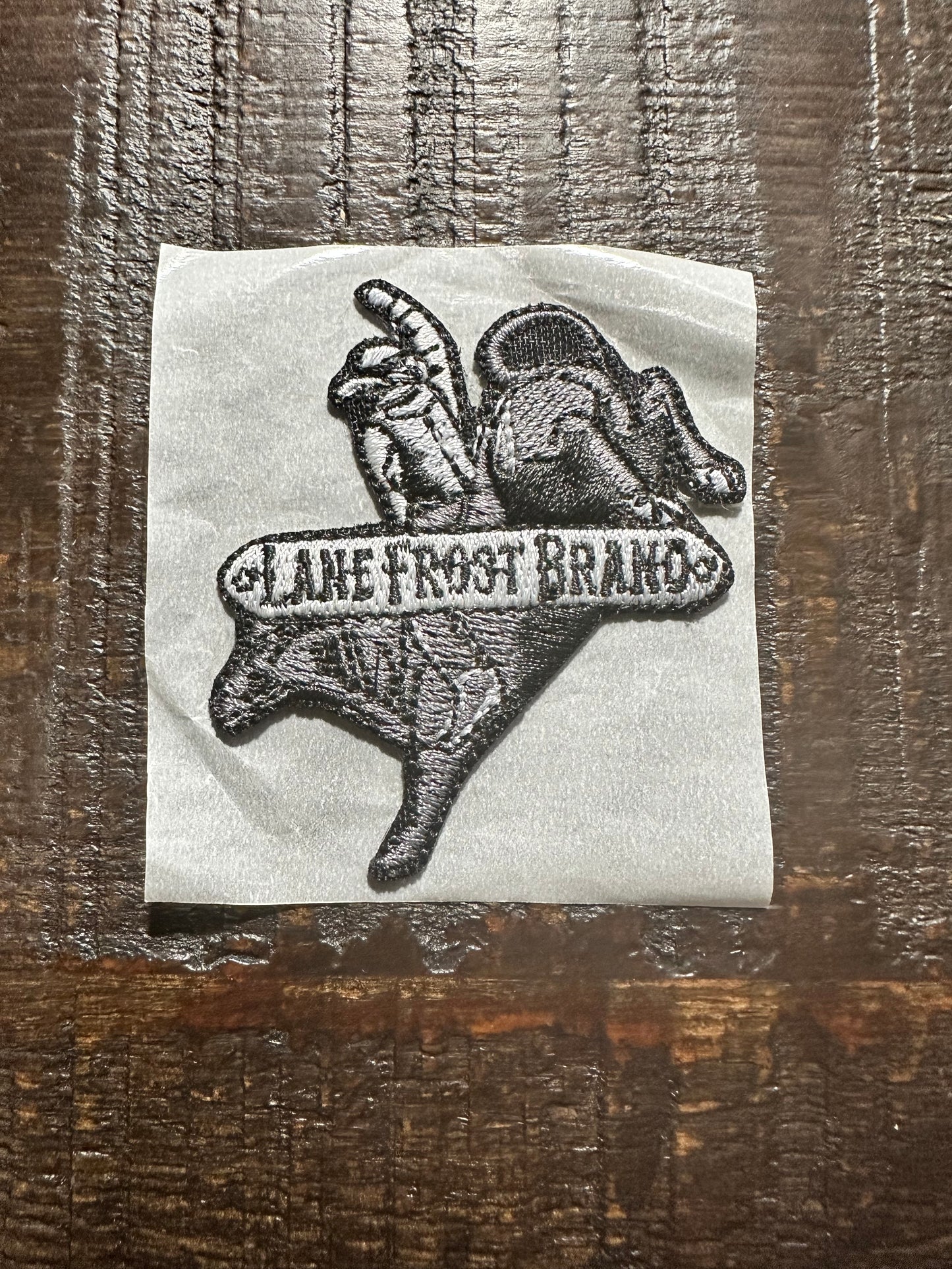 Gray Bull Rider Embroidered Hat Patch