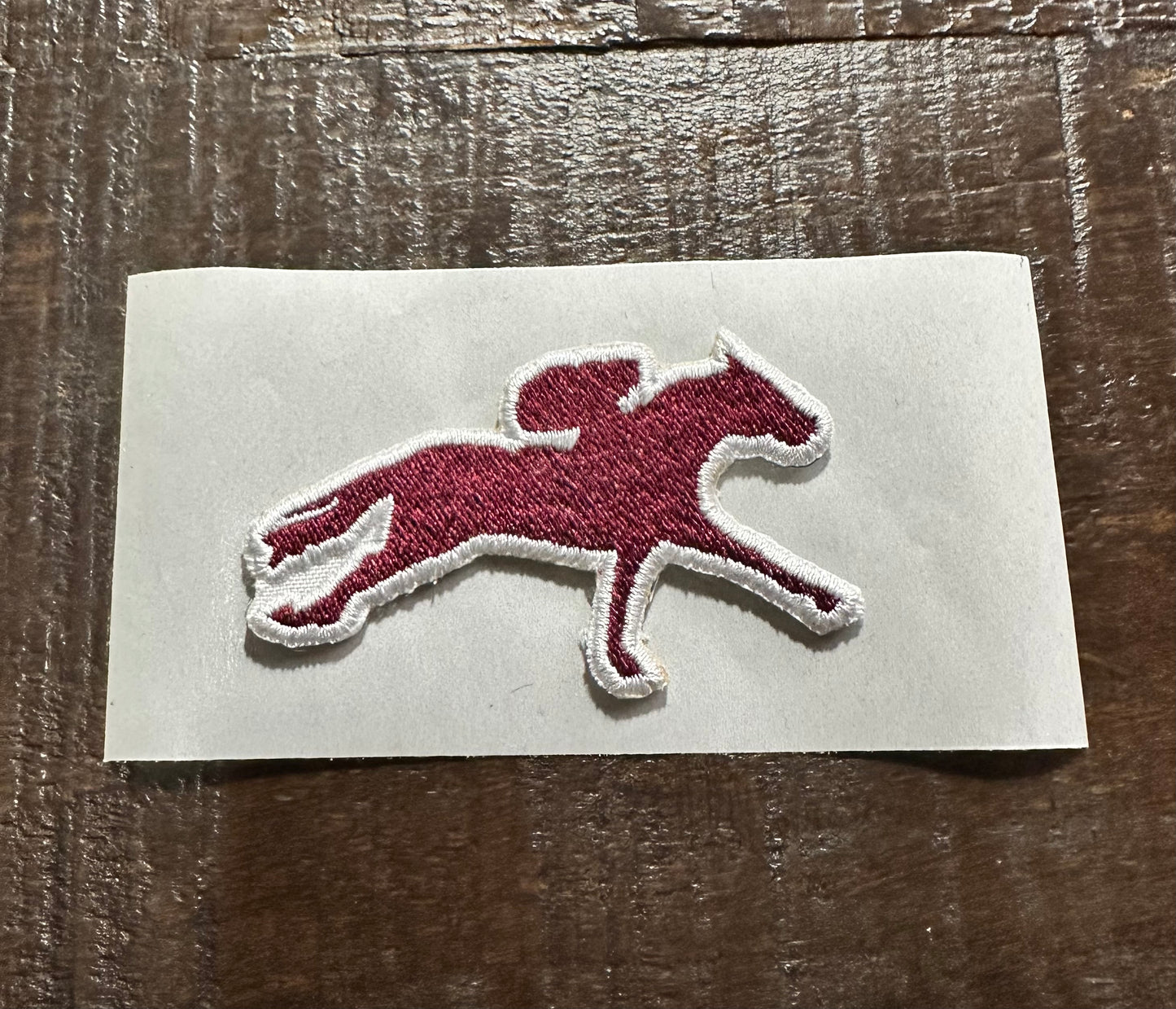 Maroon Race Horse Embroidered Hat Patch