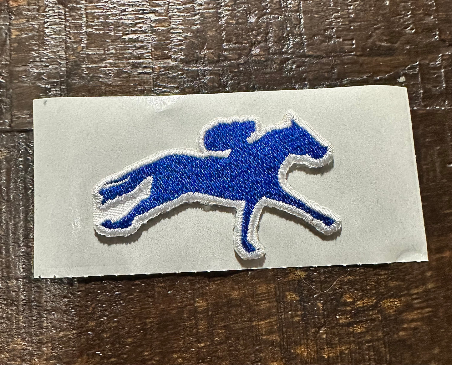 Blue Race Horse Embroidered Hat Patch