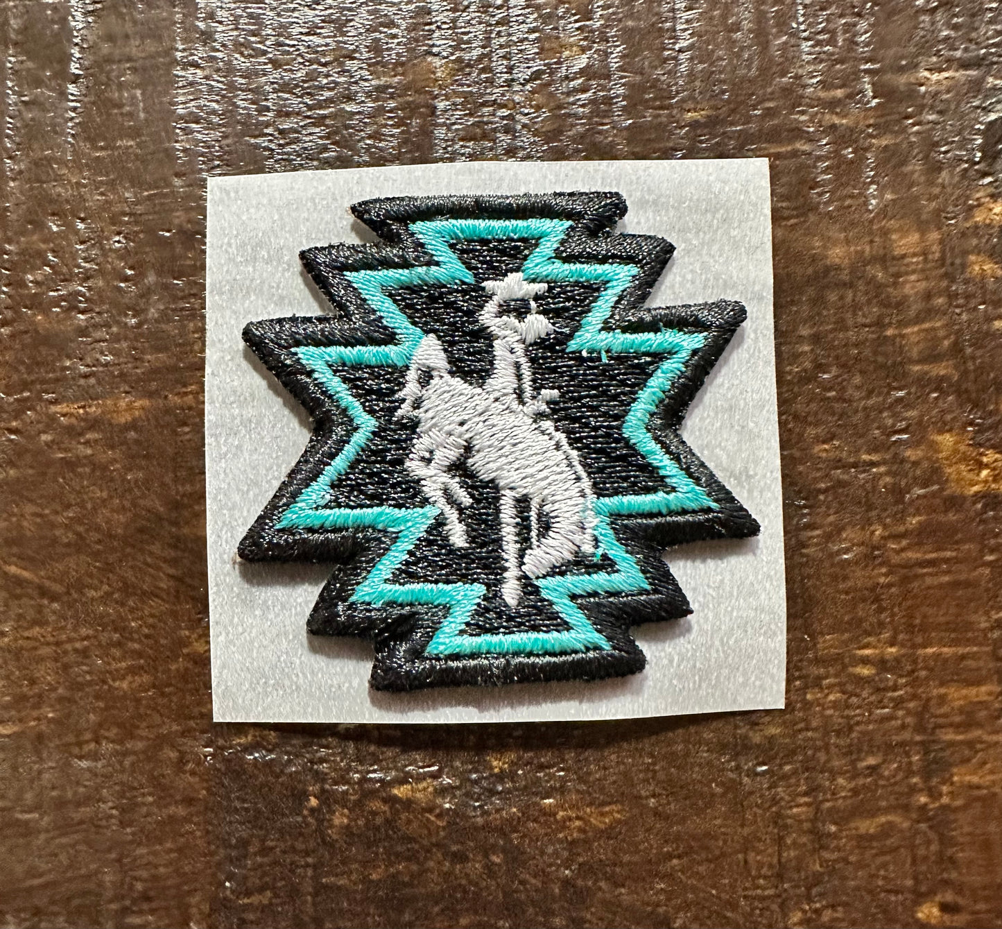 Turquoise and Black Aztec Embroidered Hat Patch