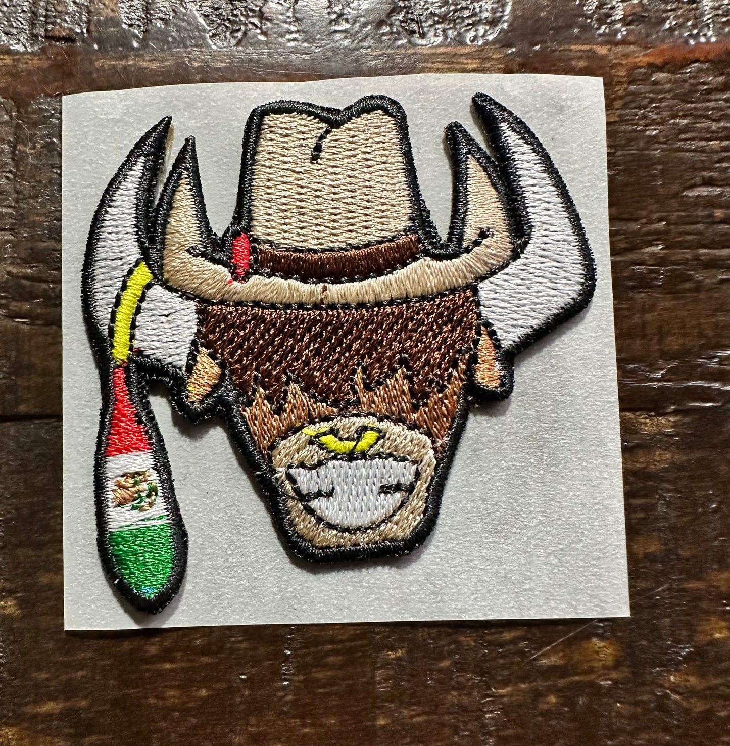 Mexican Bull Embroidered Hat Patch