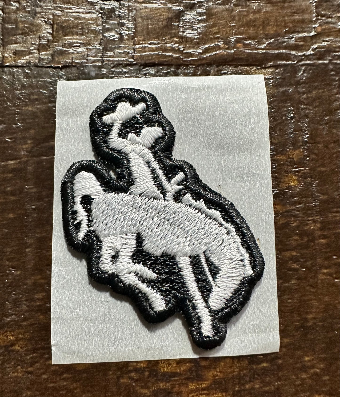White Bucking Cowboy Embroidered Hat Patch