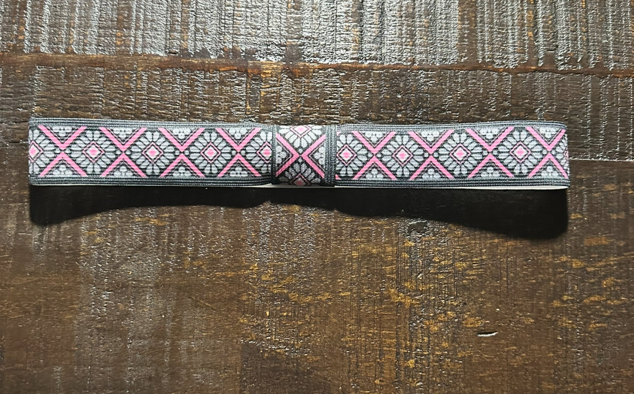 Pink and Gray Elastic Hat Band