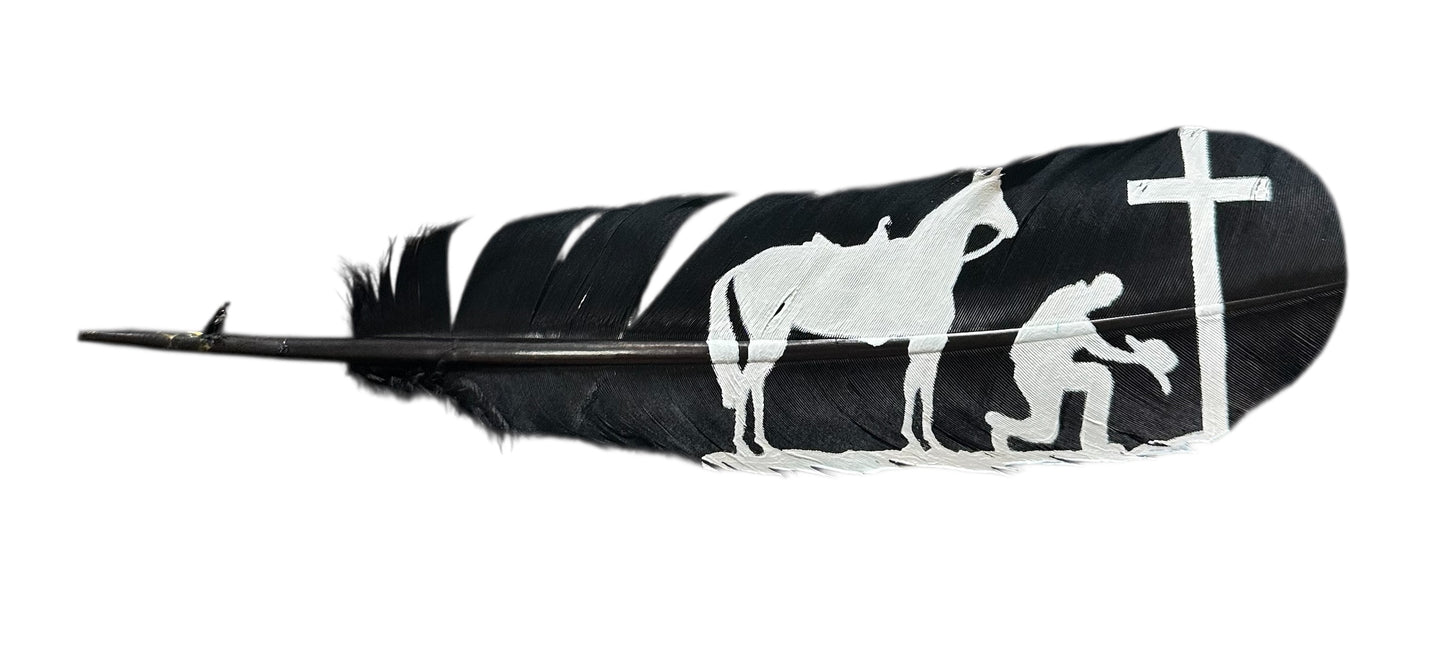 Black Custom Praying Feather