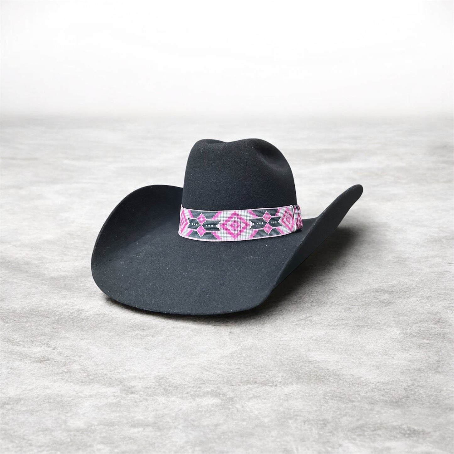 Pink and Black Elastic Hat Band 1.5 Inch