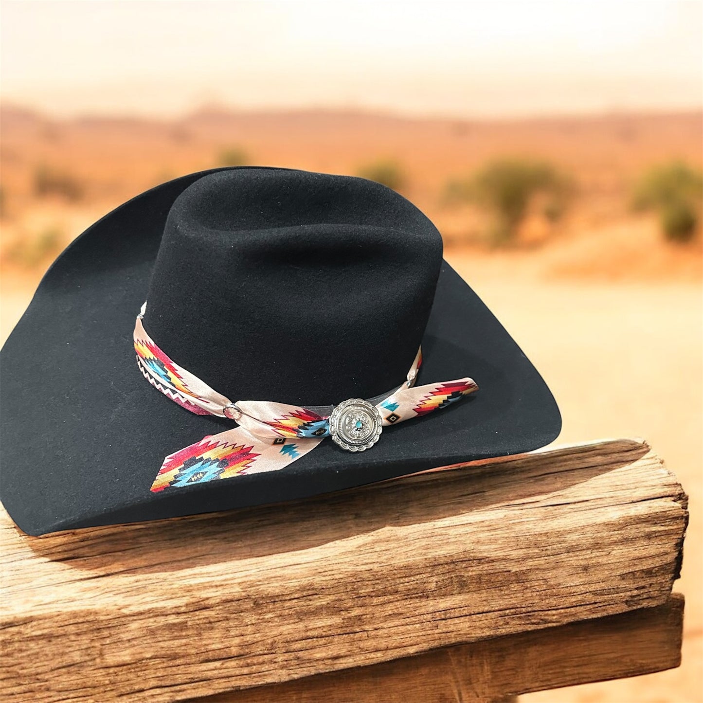 Beige Aztec Satin Hat Band