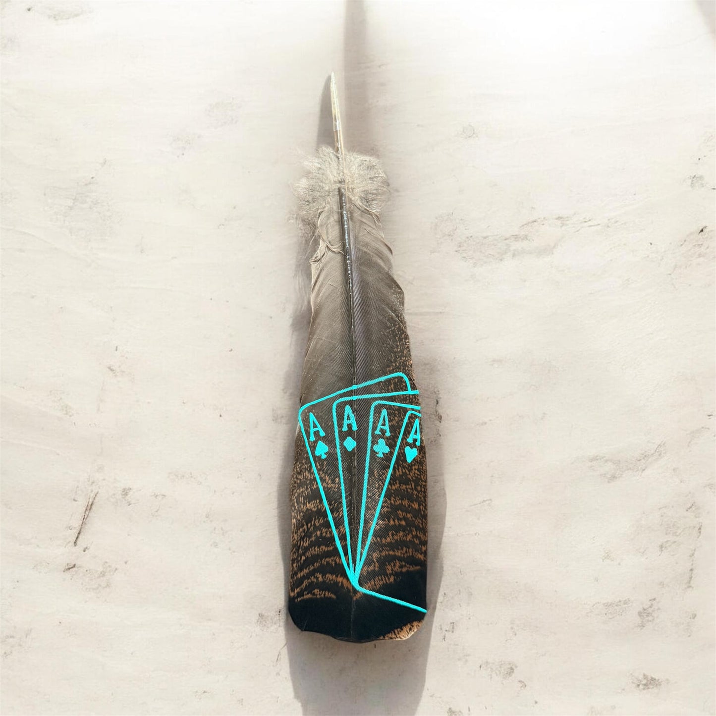 Turquoise Aces Custom Hat Feather