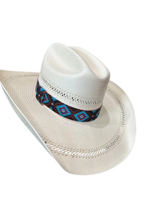 Burgundy Aztec Elastic Hat Band 1.25 inch