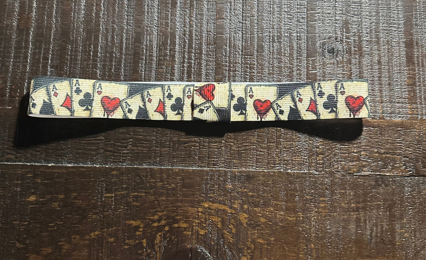 Red and Black Ace Print Elastic Hat Band 1.25 inch