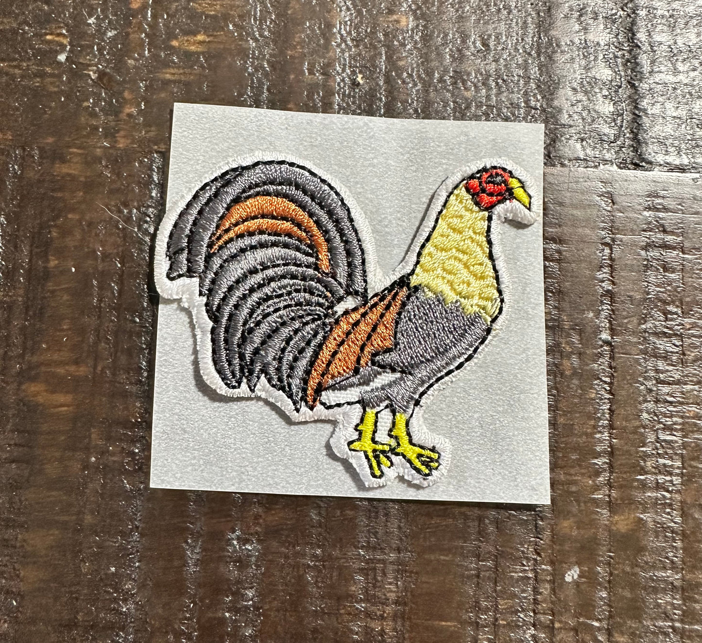 Dark Gray Rooster Embroidered Hat Patch