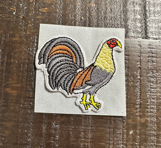 Dark Gray Rooster Embroidered Hat Patch
