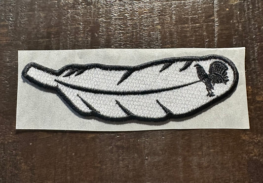 Black and White Rooster Feather Embroidered Hat Patch