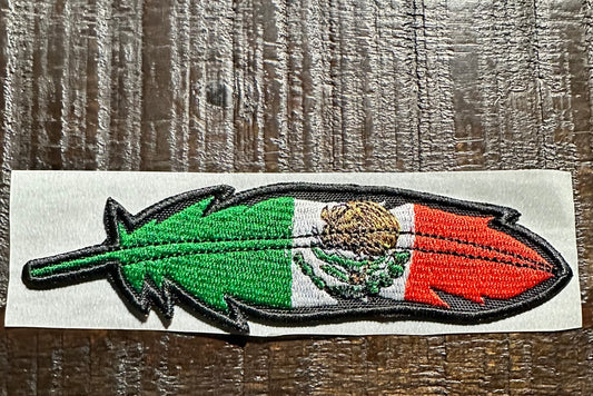 Mexican Flag Feather Embroidered Hat Patch