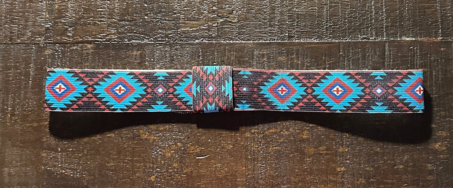 Burgundy Aztec Elastic Hat Band 1.25 inch