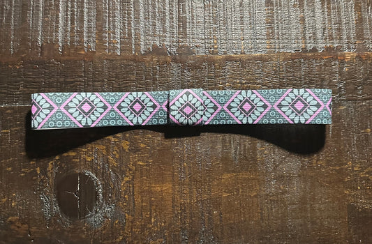 Pink and Gray Elastic Hat Band 1.25 inch