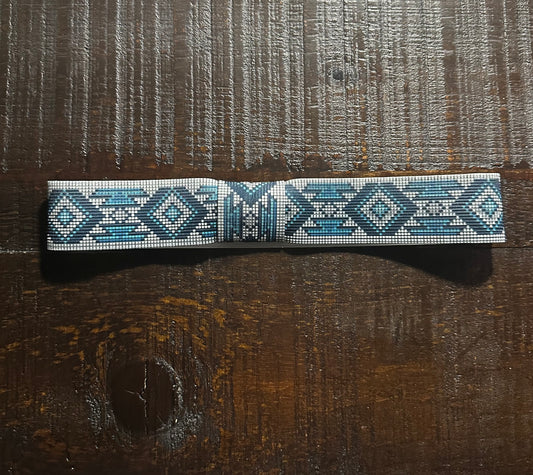 Blue Tone Aztec Elastic Hat Band 1.5 inches