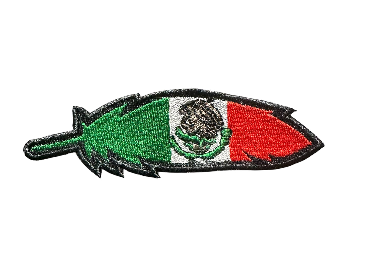 Mexican Flag Feather Embroidered Hat Patch