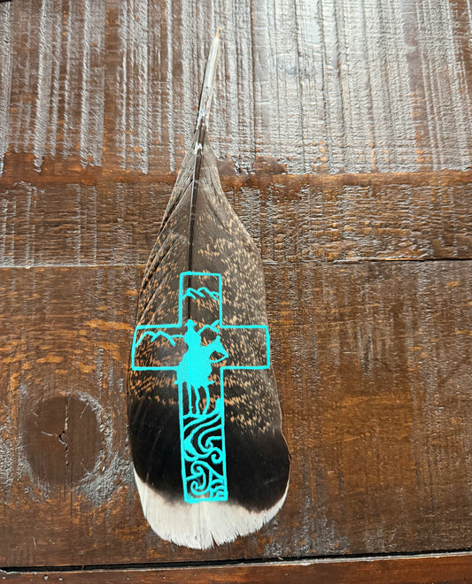 Custom Cowboy Cross Hat Feather