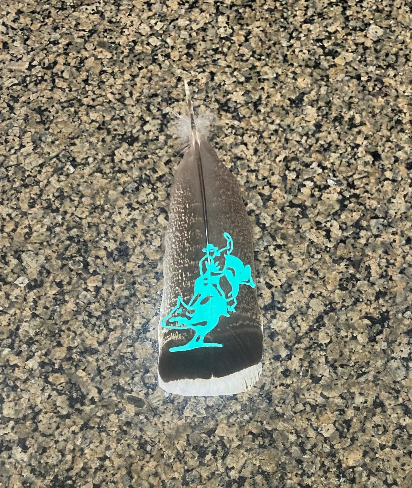 Turquoise Bullrider Custom Feather