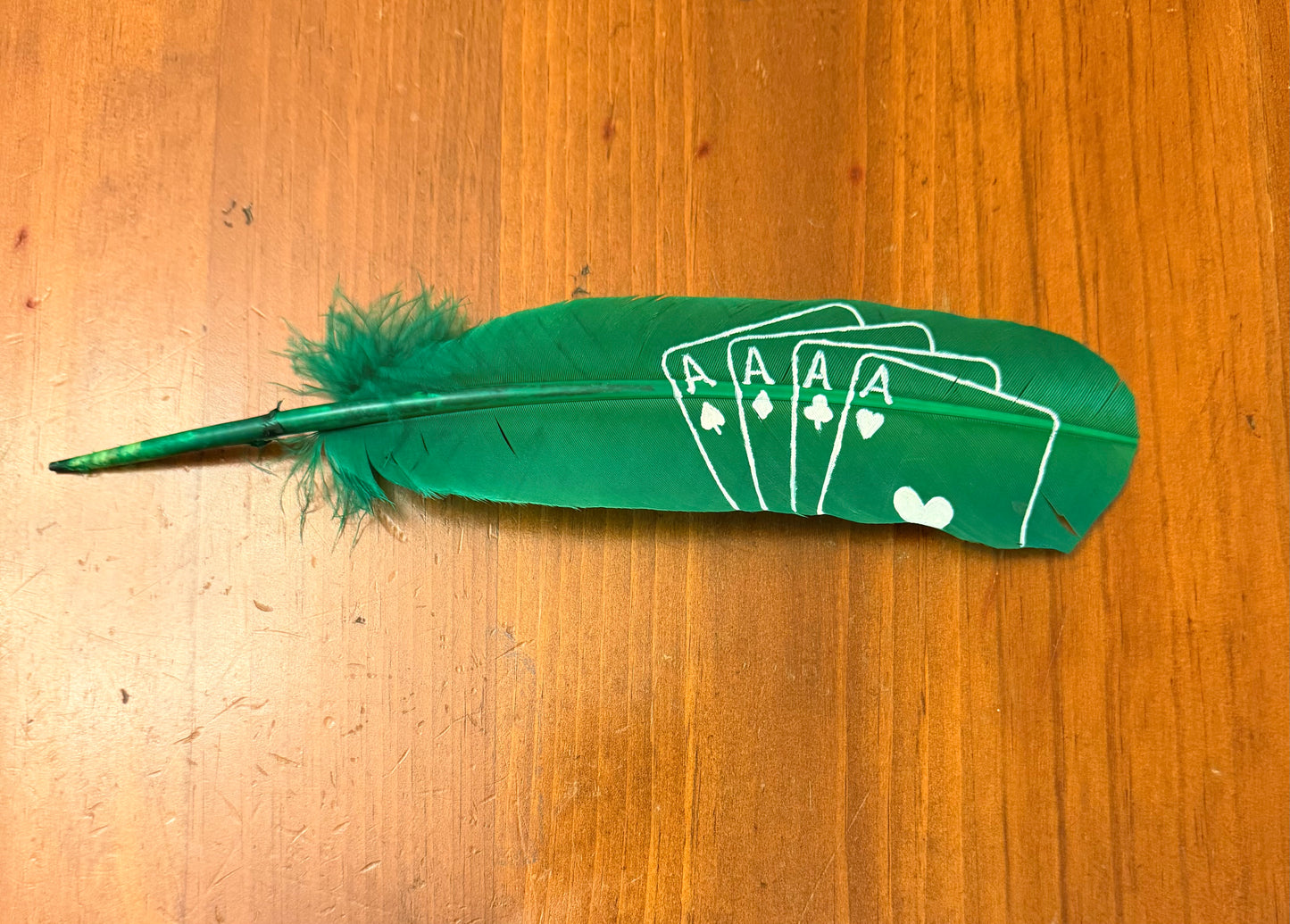 Green Aces  Custom Hat Feather