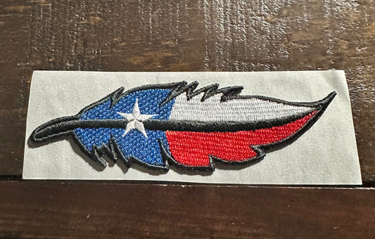 Texas Flag Feather Embroidered Hat Patch