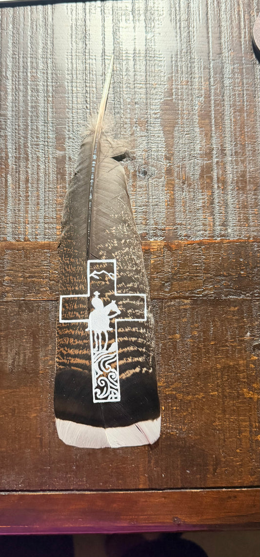 Custom Cowboy Cross Hat Feather