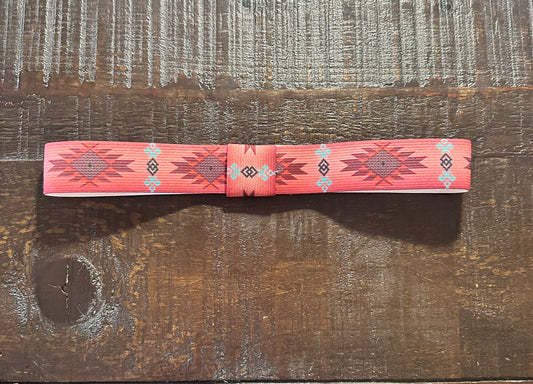 Coral and Red Elastic Hat Band 1.25 inch