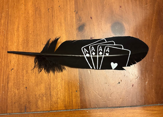 Custom Black Ace Hat Feather