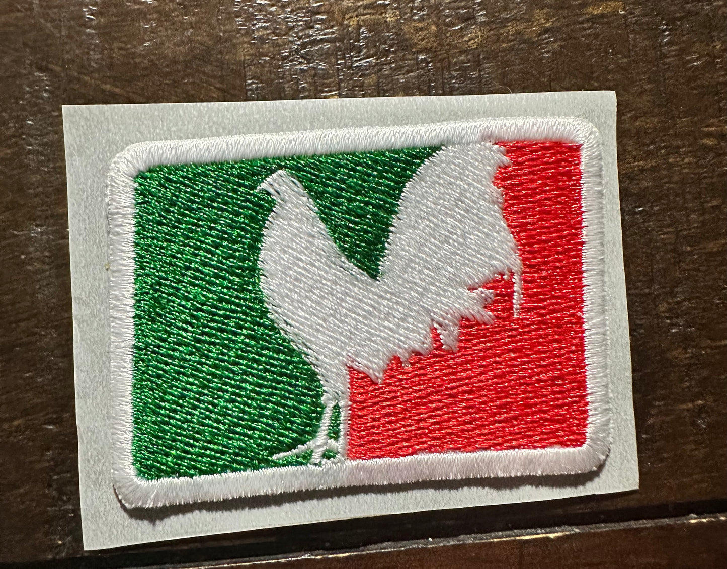 Green, Red and White Rooster Embroidered Hat Patch