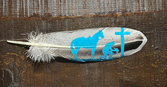 White Custom Praying Cowboy Feather