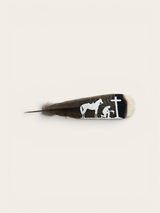 Custom Praying Cowboy Feather