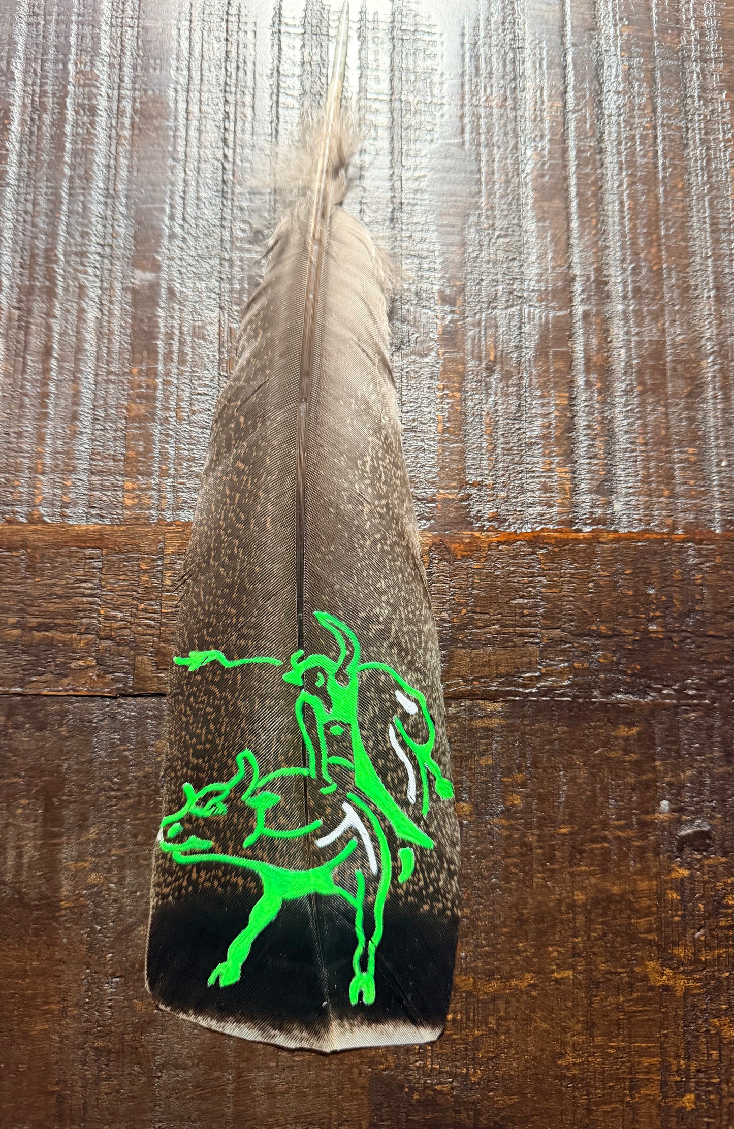 Neon Green Bull Riding Custom Feather