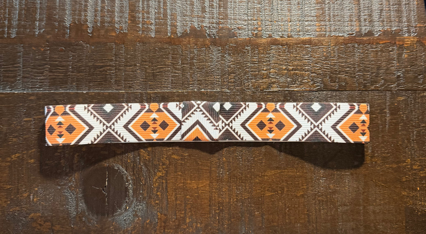 Dark Brown, White and Salmon Elastic Hat Band