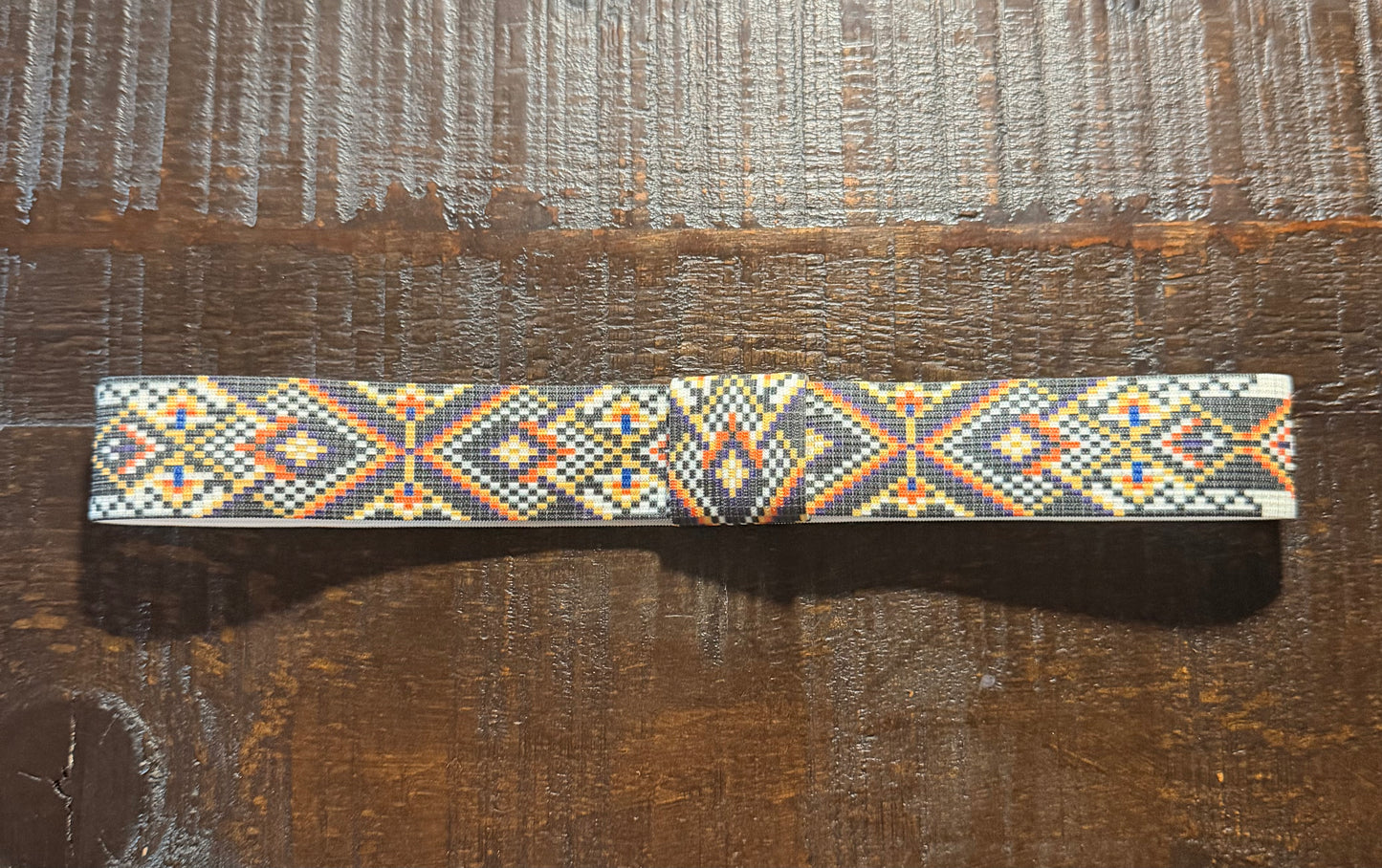 Black, Orange, and white Elastic Hat Band (1.25 inch)