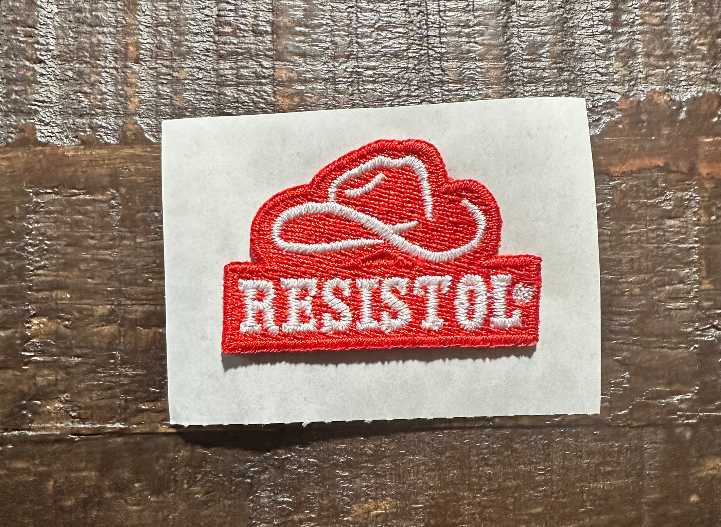 Red and White Cowboy Hat Design Patch