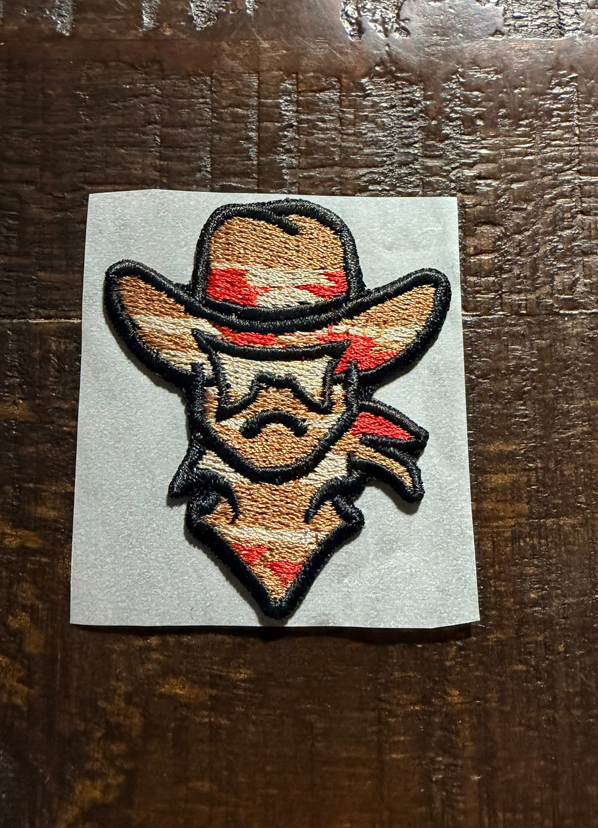 Aztec Masked Cowboy Embroidered Hat Patch