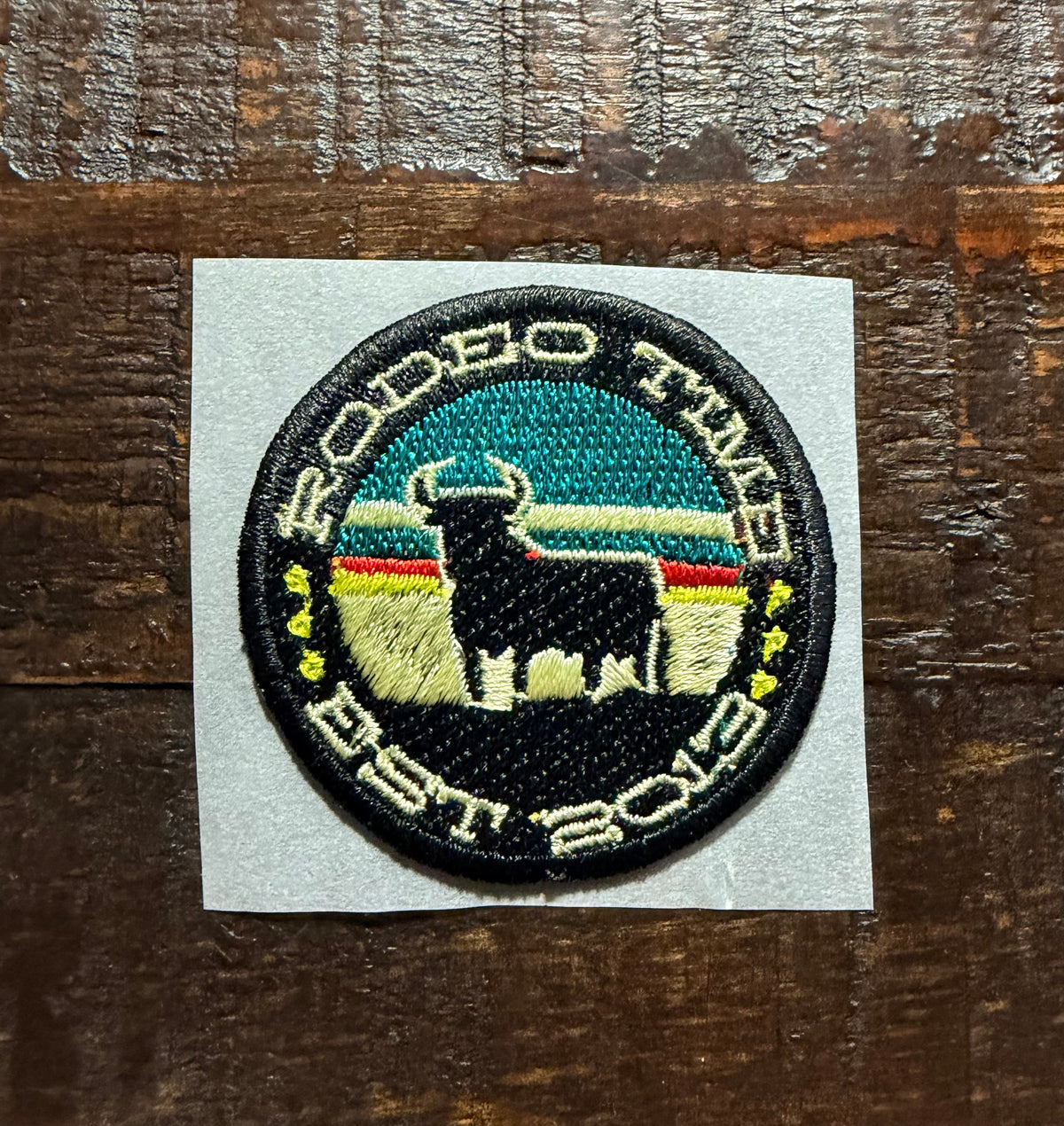 Round Rodeo Time Embroidered Hat Patch