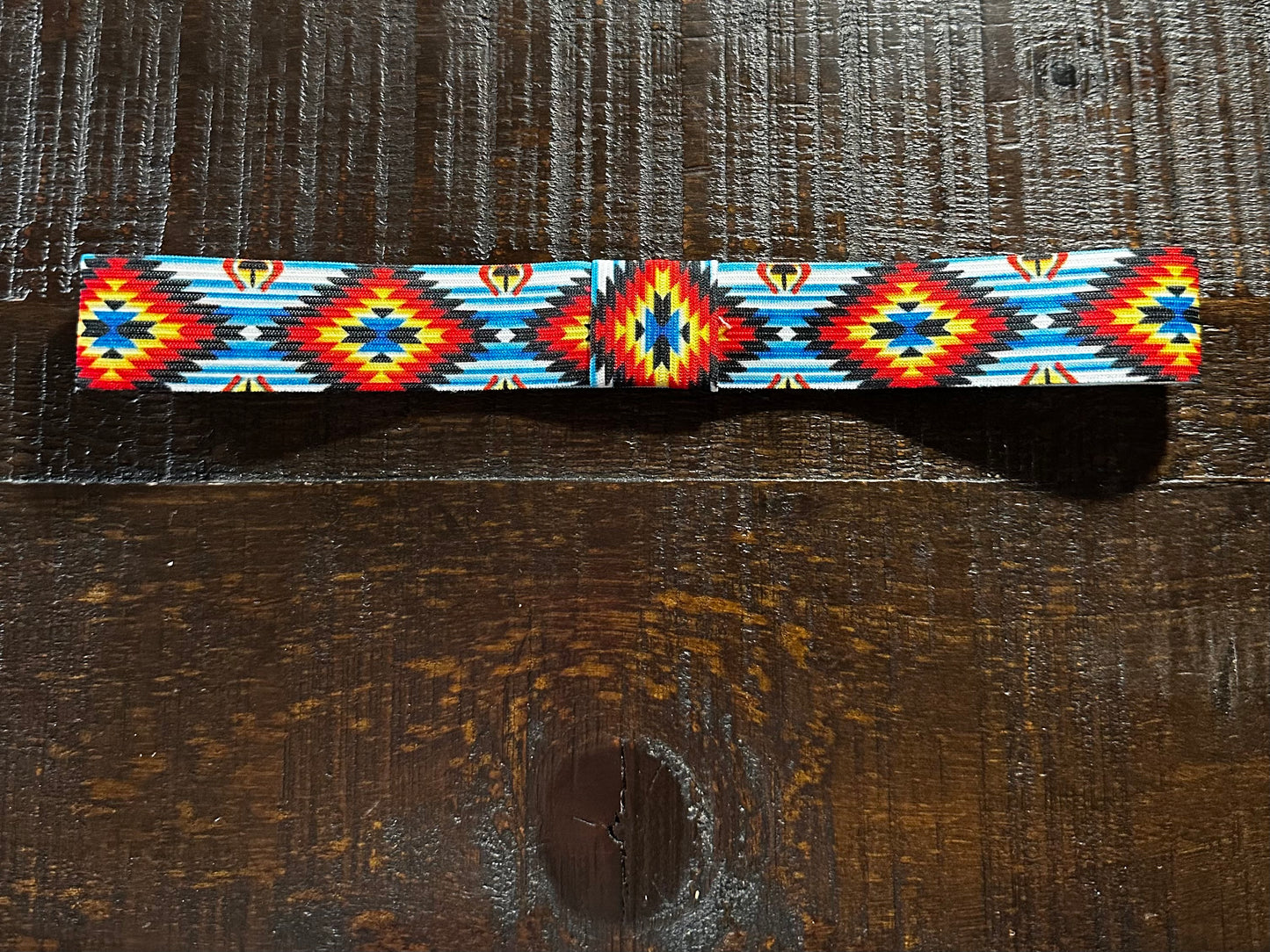 Blue and White Aztec Elastic Hat Band 1.25 inch