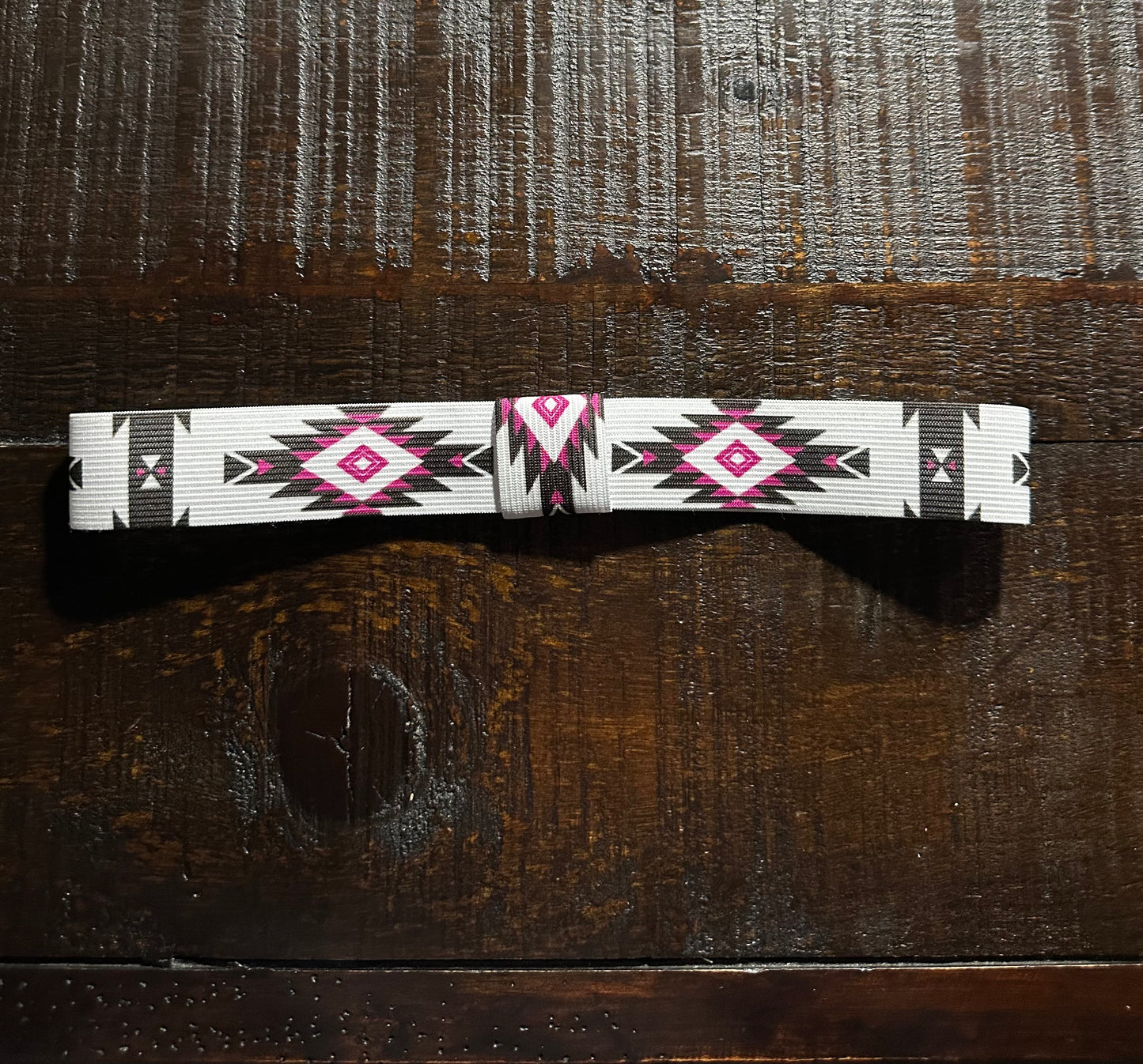 Hot Pink, Black and White Elastic Hat Band